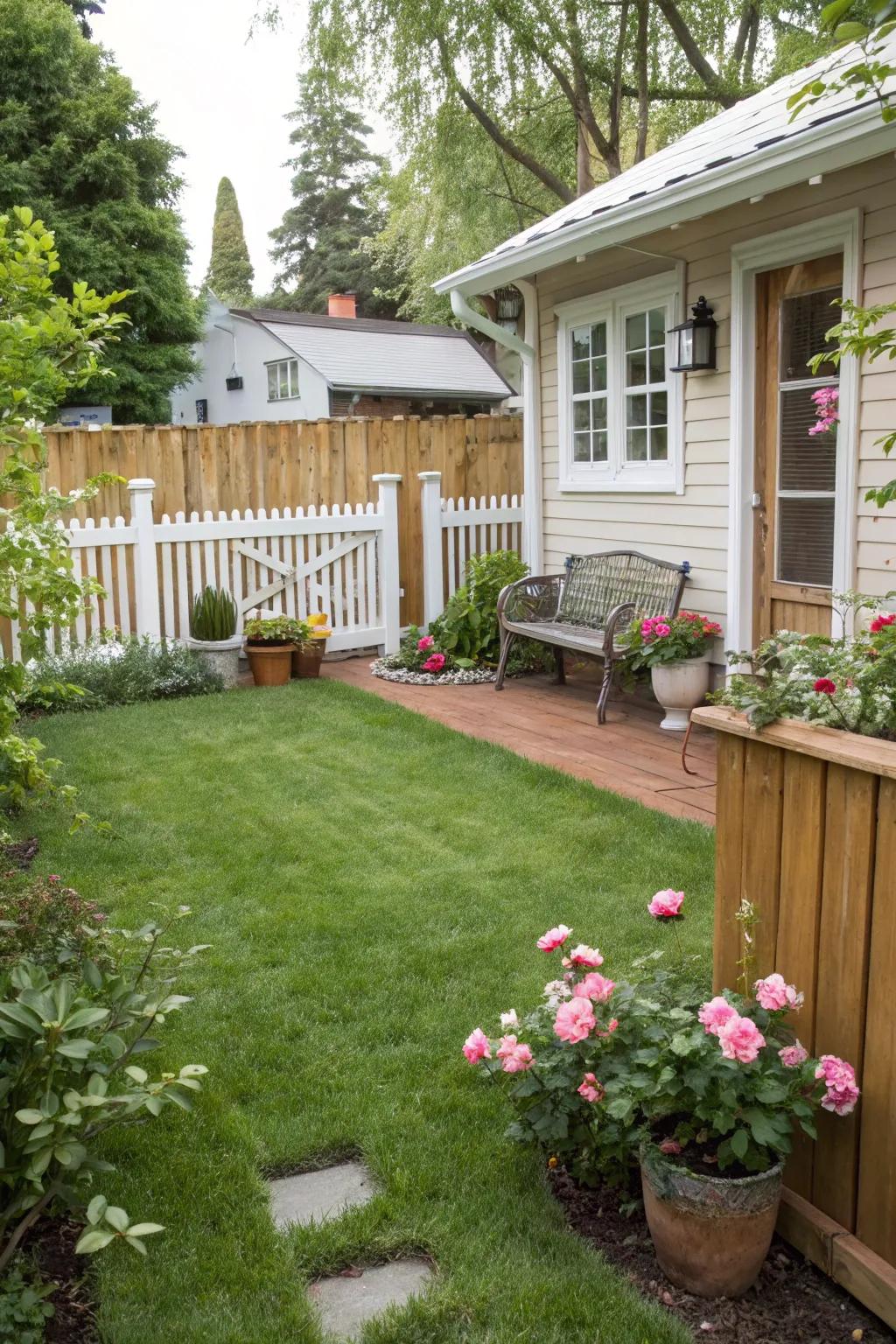 A compact lawn adds a touch of classic greenery to small spaces.