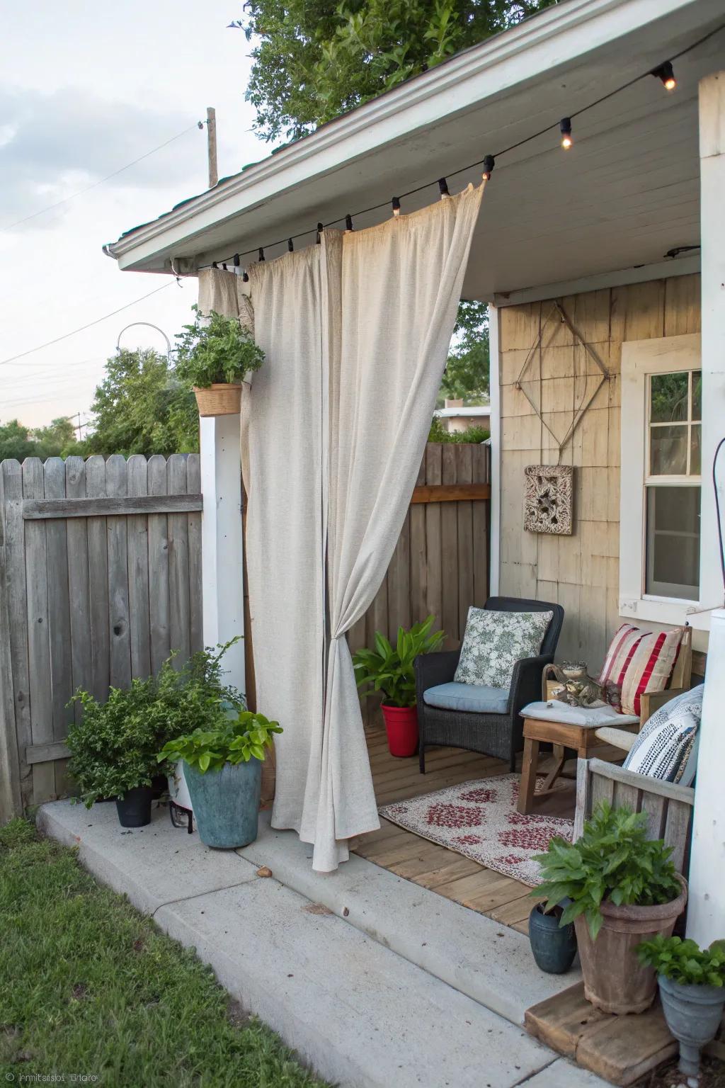 Painter's canvas curtains present an affordable DIY solution for your porch.