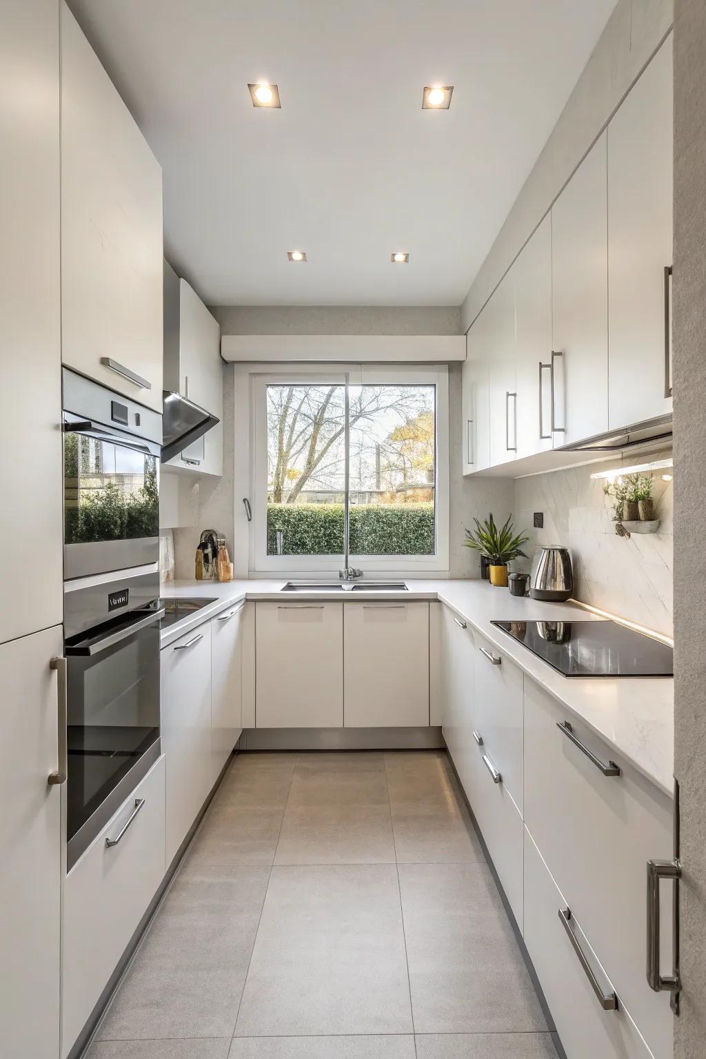 A minimalist approach ensures a tidy and tranquil kitchen space.