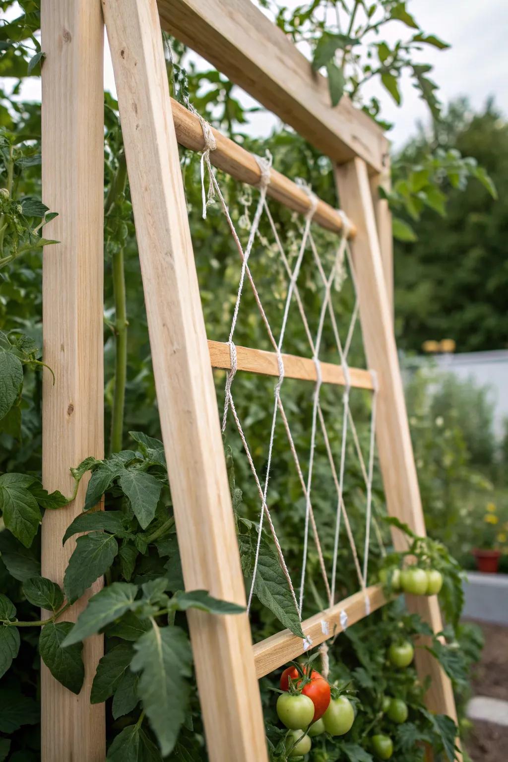 Elevate your gardening space with a chic wood frame string trellis—where simplicity meets natural elegance.