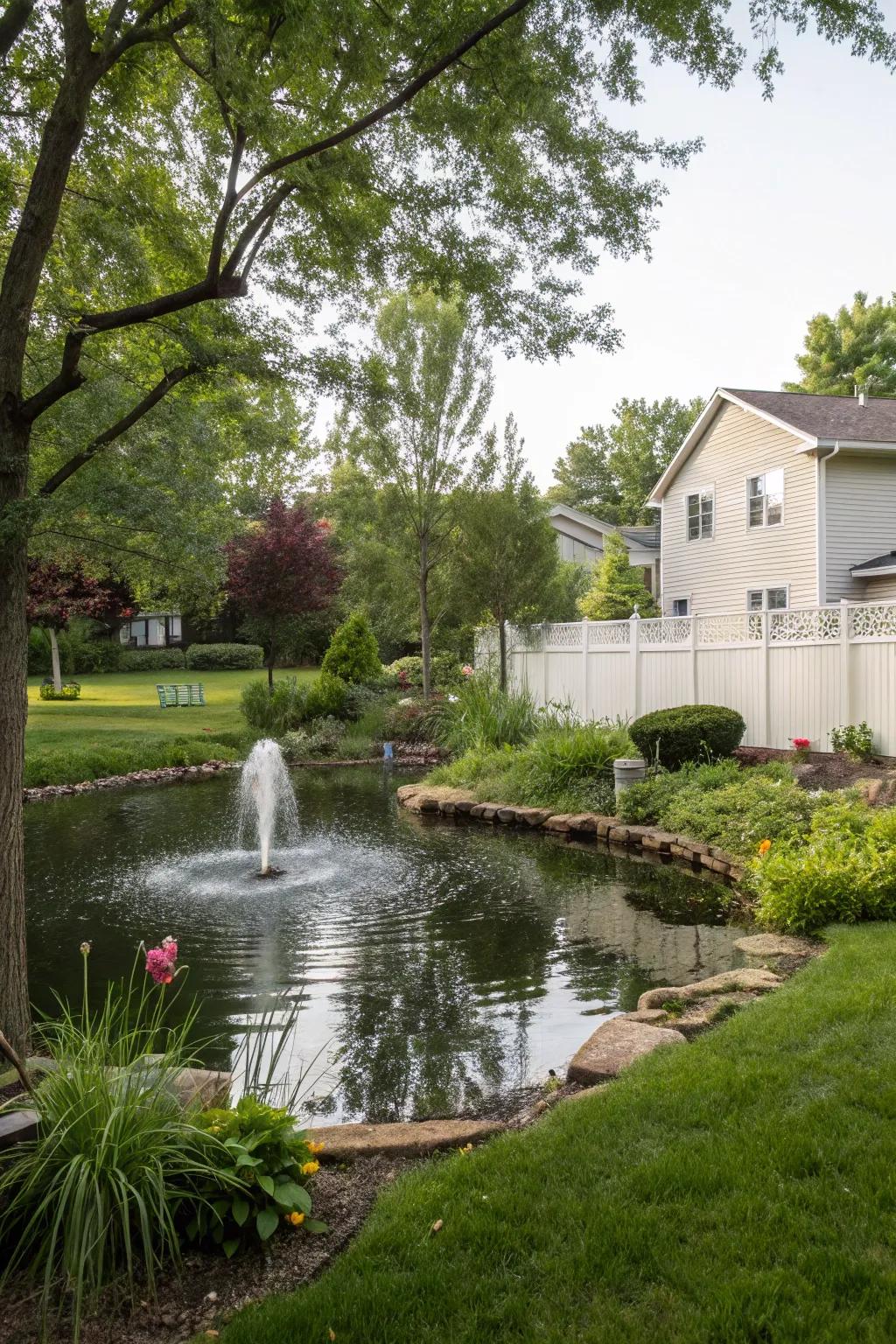A calming water feature that brings serenity to the backyard.