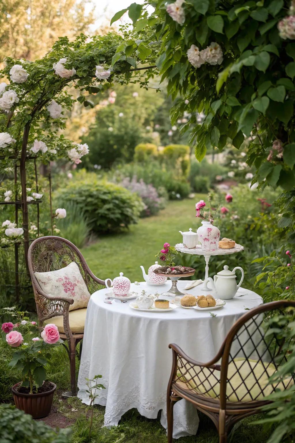 An enchanting garden gathering adds elegance and tranquility to a Sweet 16 celebration.