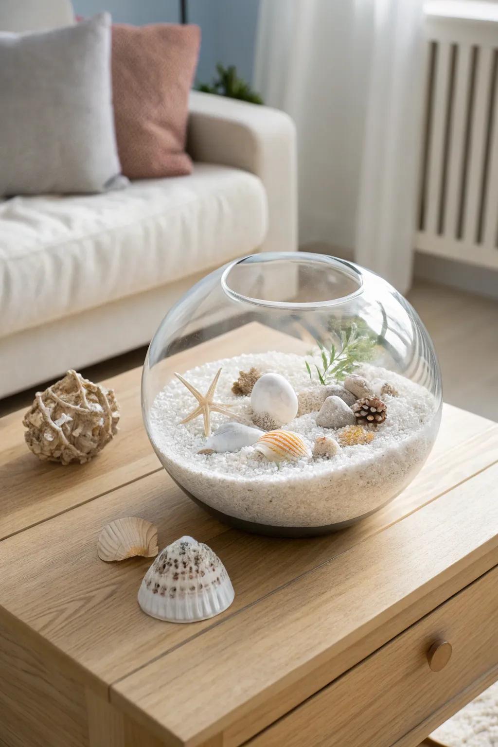 Bring the beach to your home with this serene and stylish terrarium.