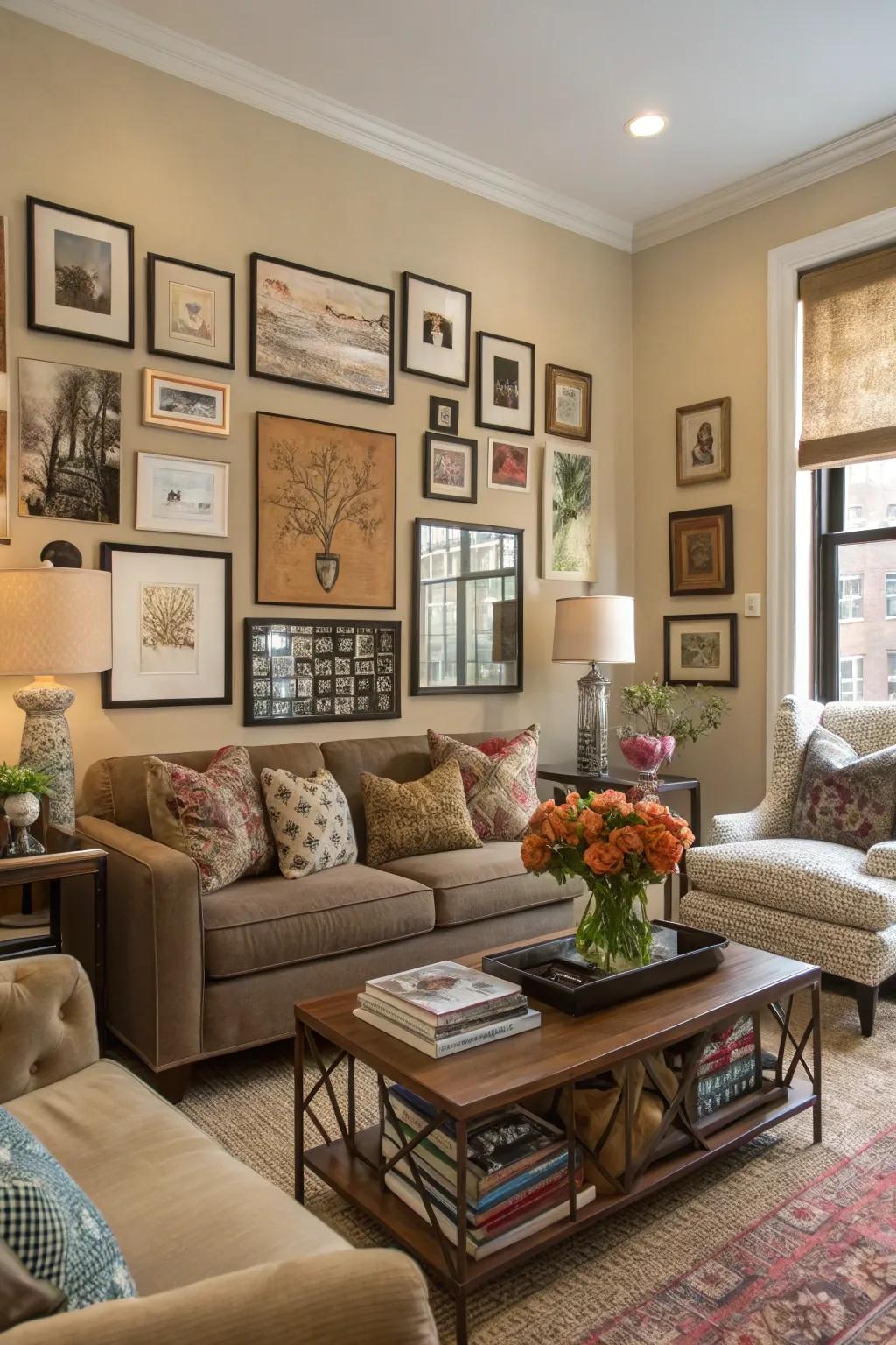 Wall art adds a personal touch and visual interest to the room.