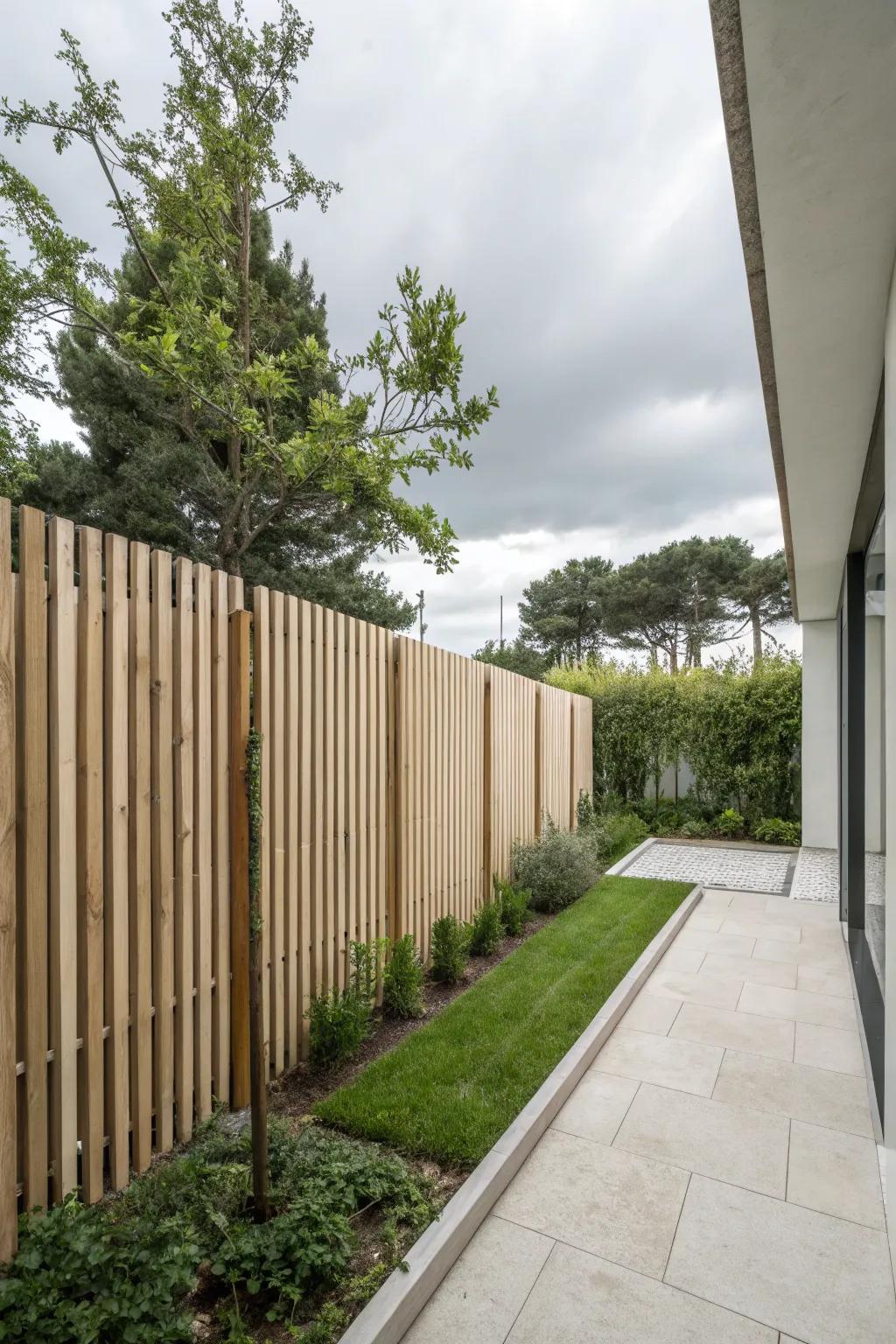 Upward slats introduce a hint of simplicity to your garden.