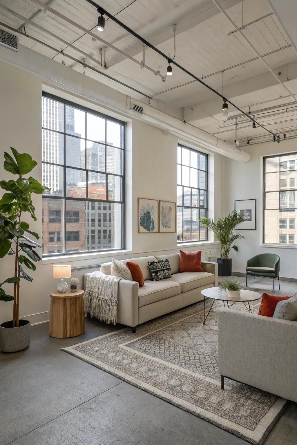 Neutral palettes, accentuated with splashes of color, maintain a serene yet stimulating ambiance.