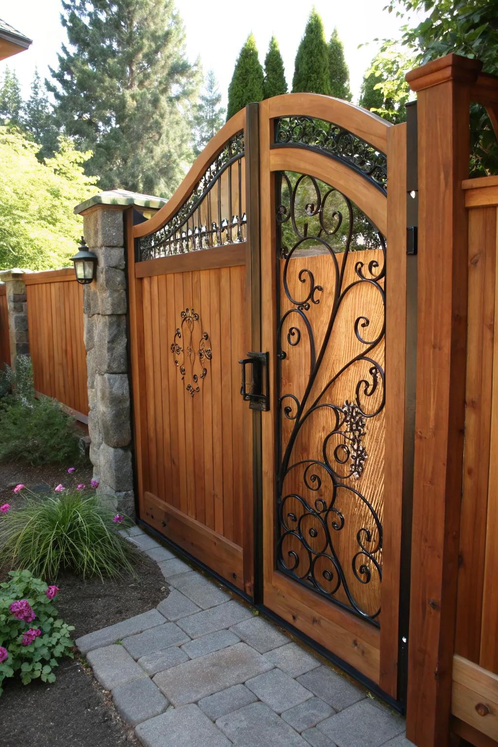 Elegance Meets Strength: The Perfect Cedar and Wrought Iron Gate