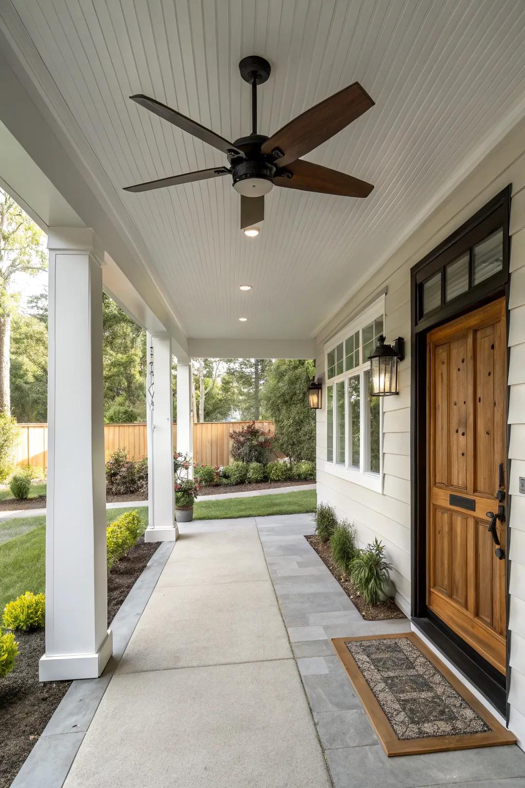 A modern blade fan for added comfort.