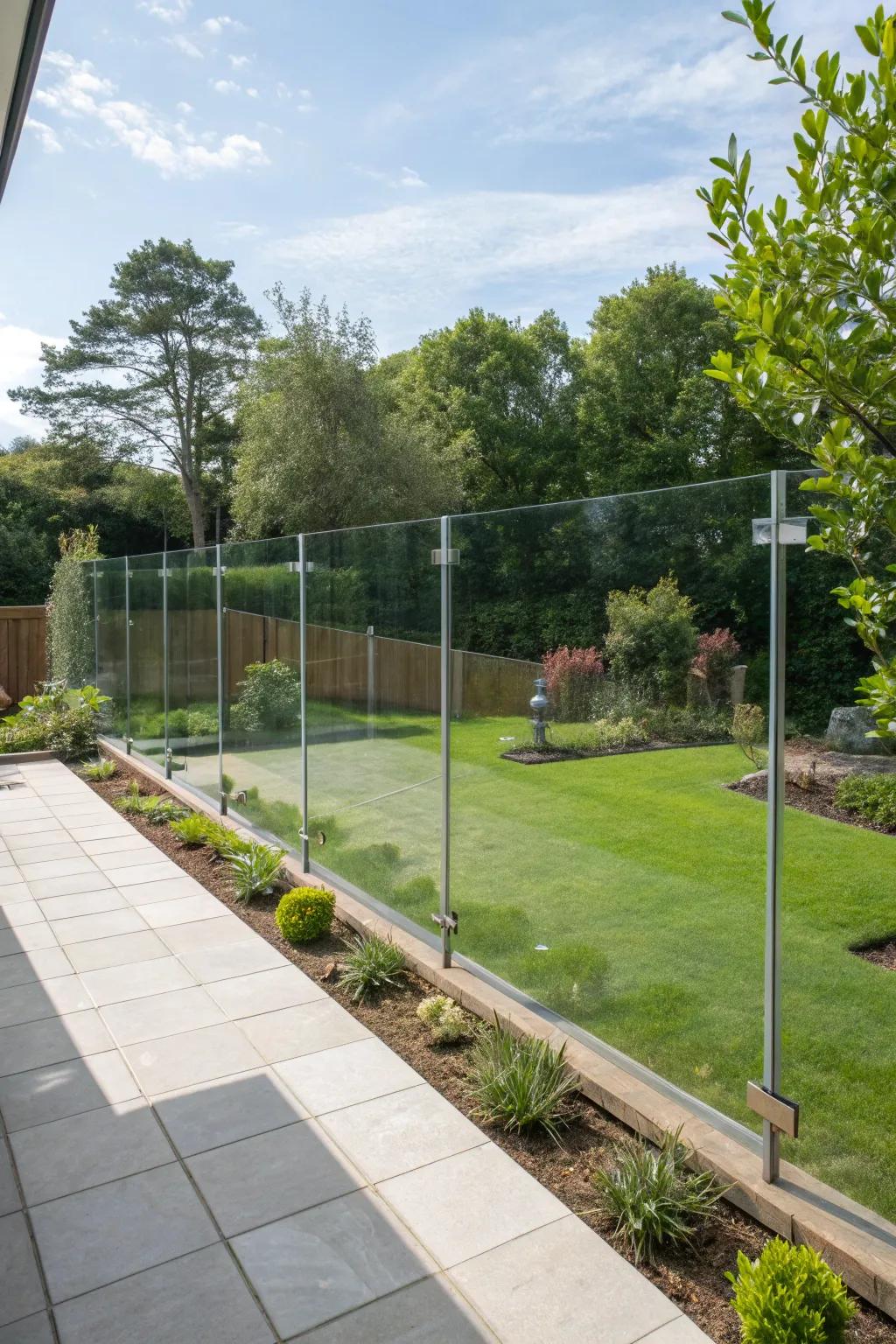 Clear panel fencing offers elegance and unobstructed views.