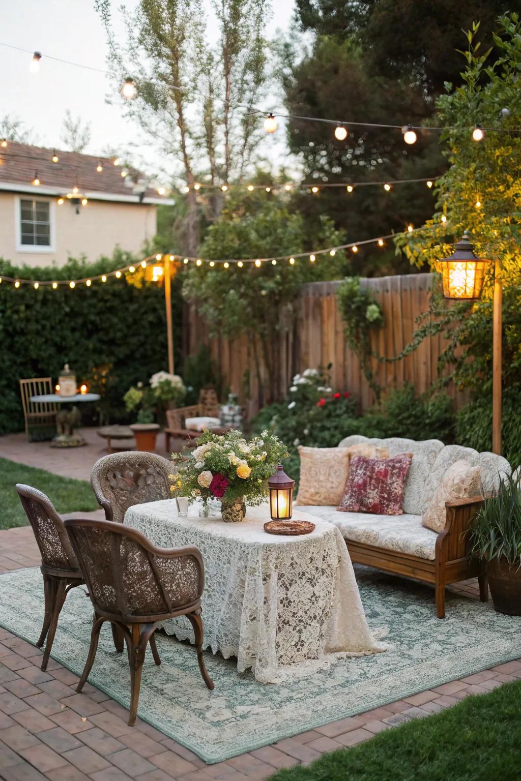 A vintage furniture space adds charm and comfort for visitors.