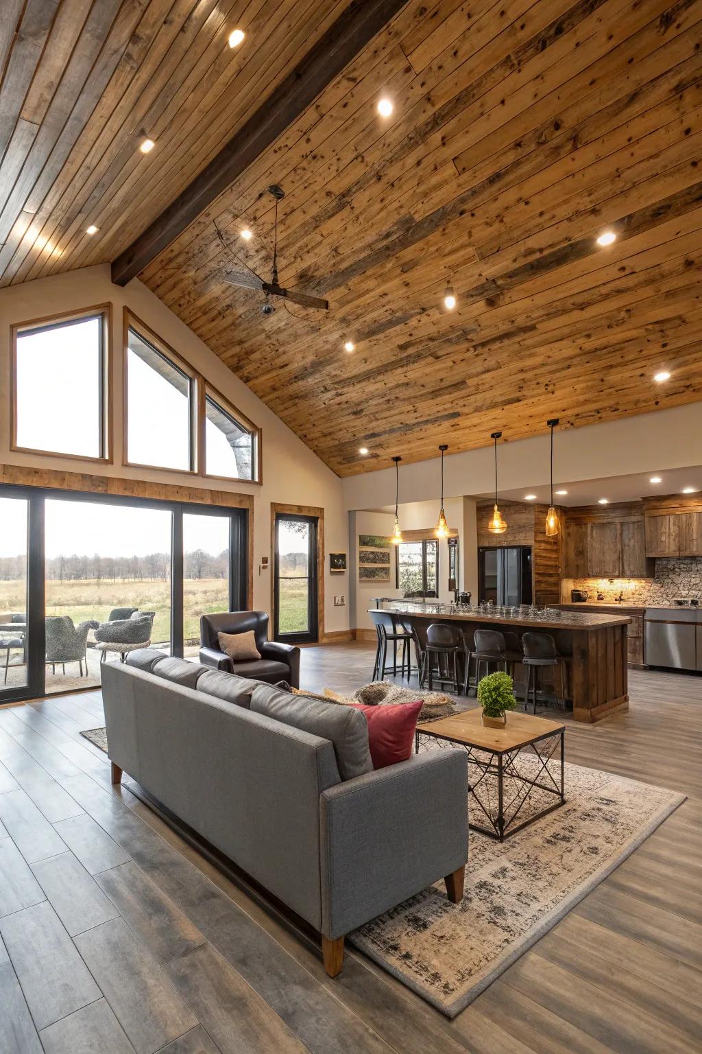 Rustic and modern blends create a cozy yet contemporary look.