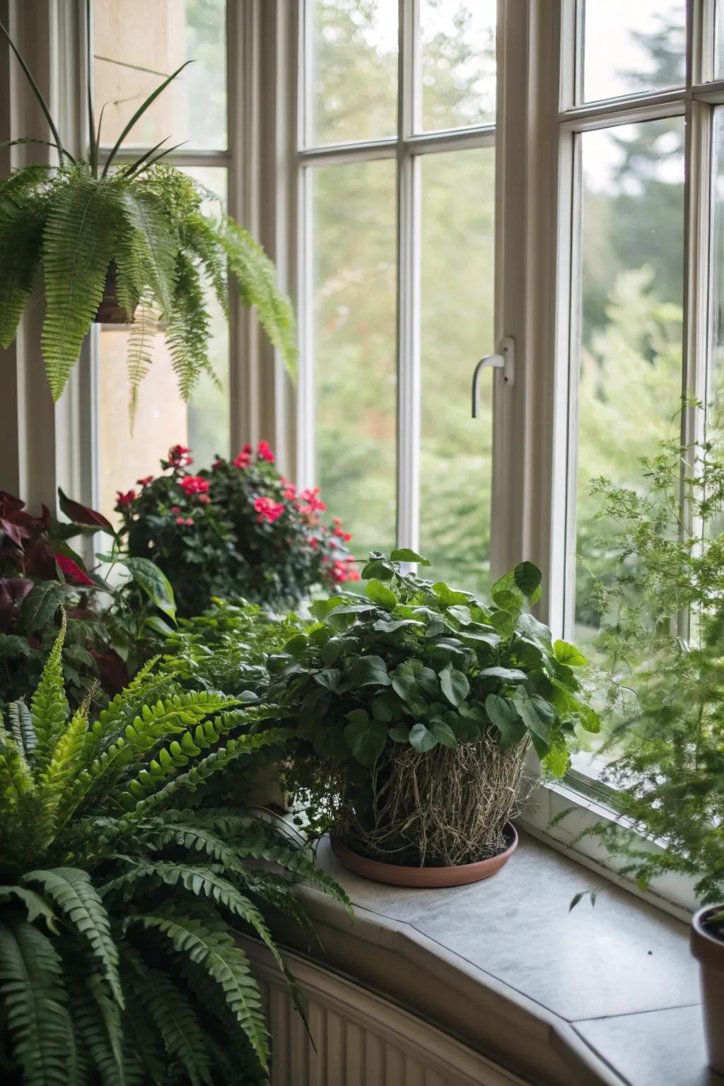 Transform your bay window into a verdant retreat with a carefully curated array of indoor plants.
