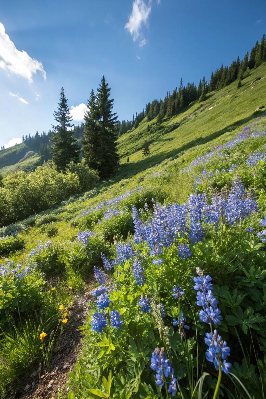 Celestial Veronica introduces a dash of shade to sunny slopes.
