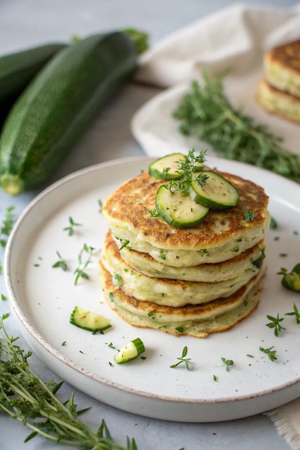 Green squash pancakes offer a tasty twist to traditional breakfast.