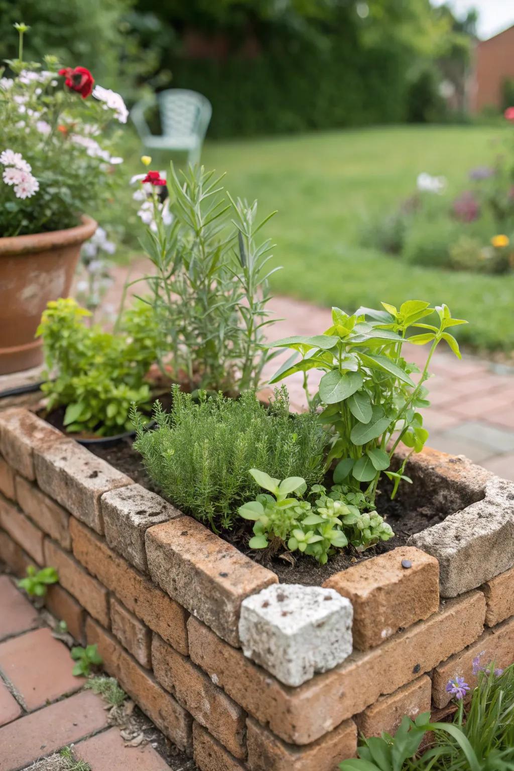 Personalized brick pots contribute a distinctive imprint to your garden.