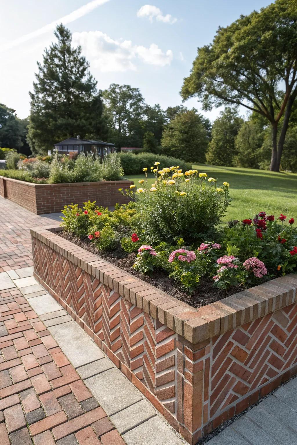 Infuse your garden with personality through decorative brick patterns.