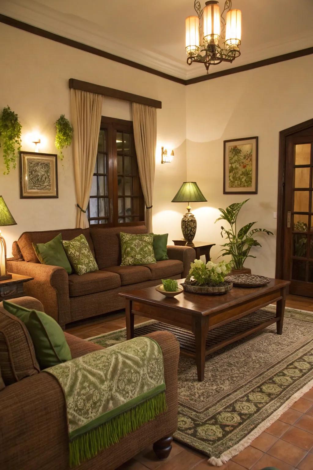 Warm lighting sets the mood for a cozy and inviting atmosphere.