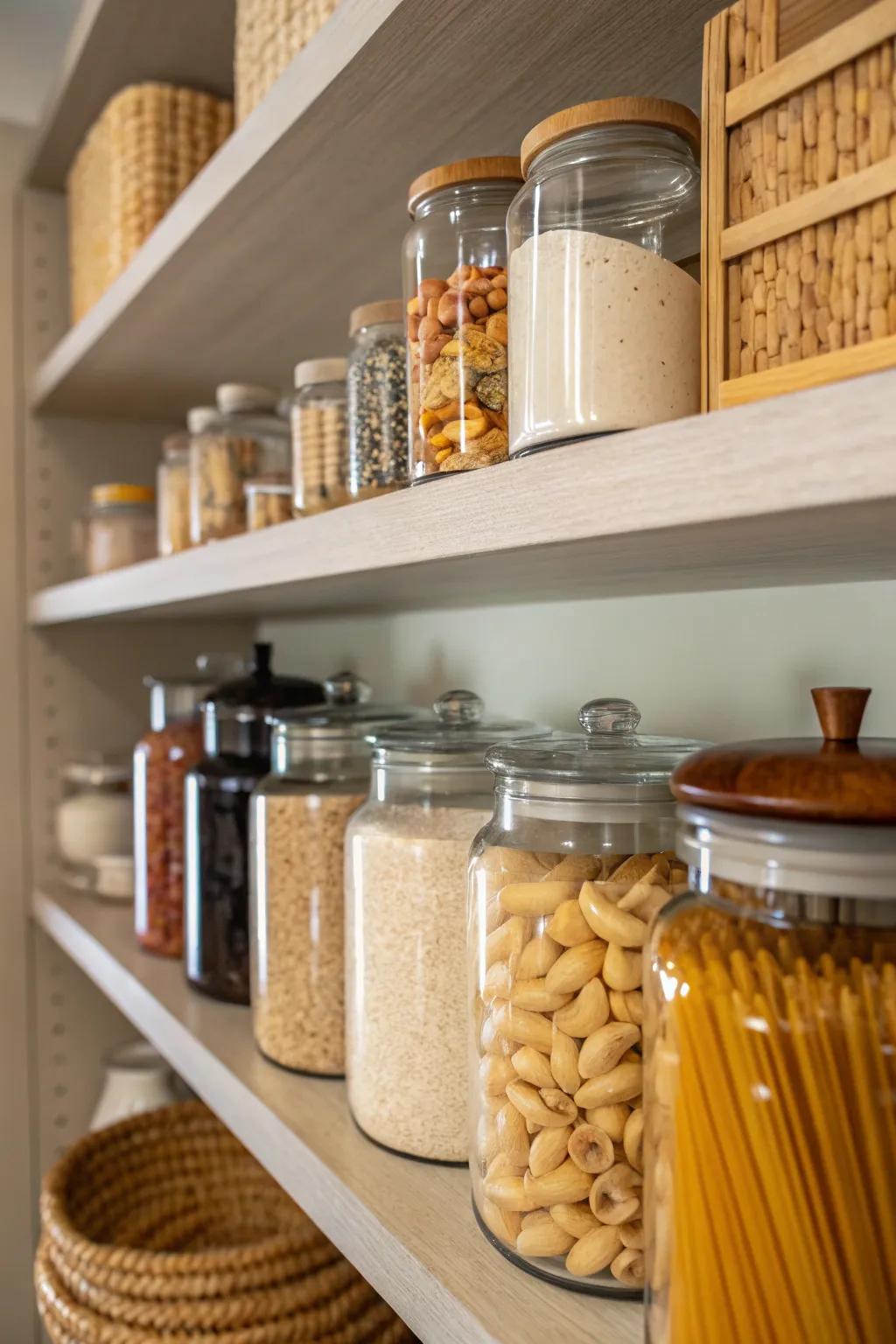 A mix of jars makes storage more personal.