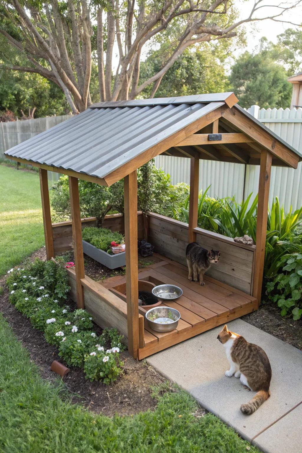 Offer a secure, dry area outside with a sheltered space.