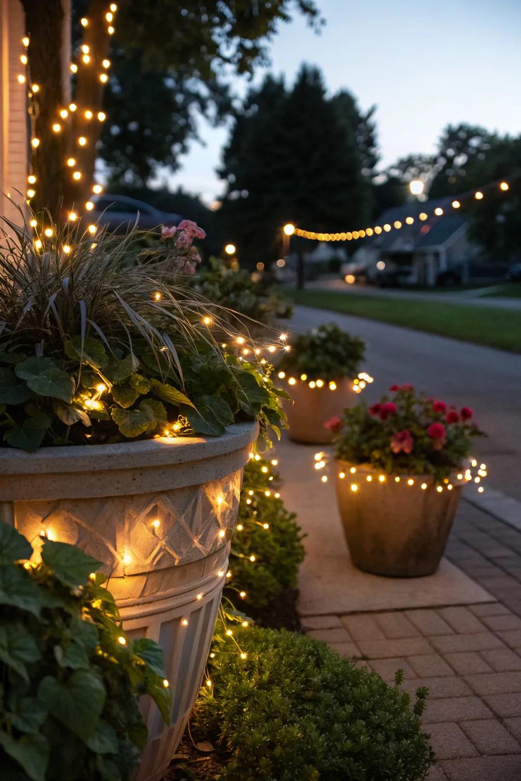 Twinkling lights add a magical touch to your porch.