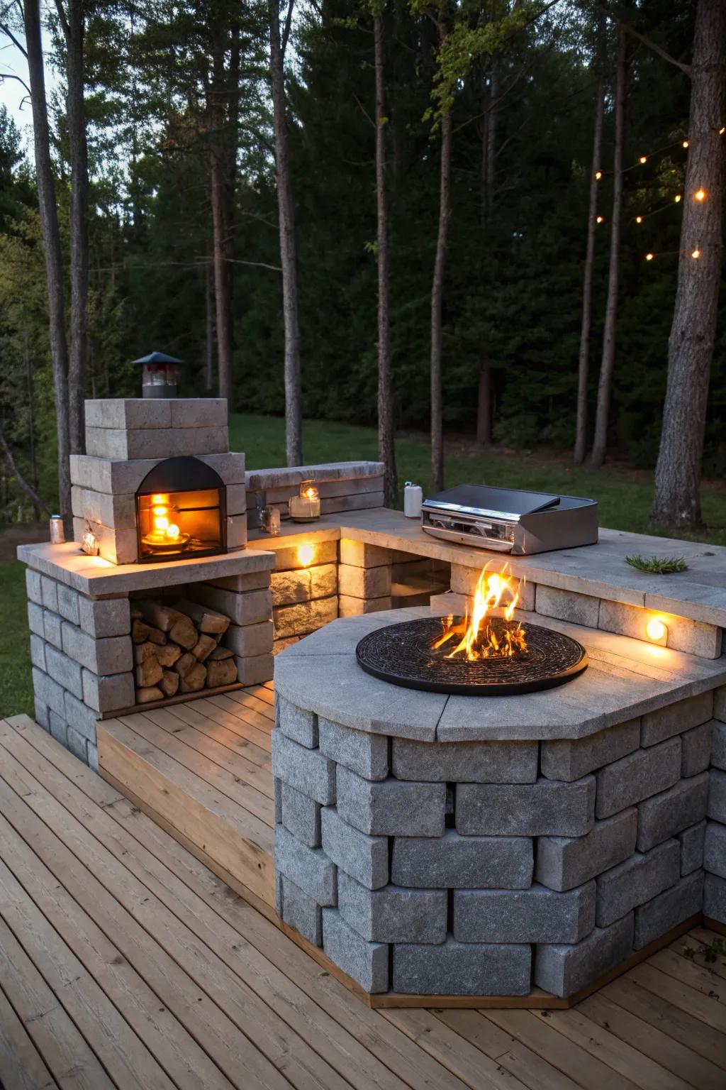 Master the art of outdoor gatherings with this handcrafted cinder block grill station, where culinary creativity meets cozy fireside evenings.