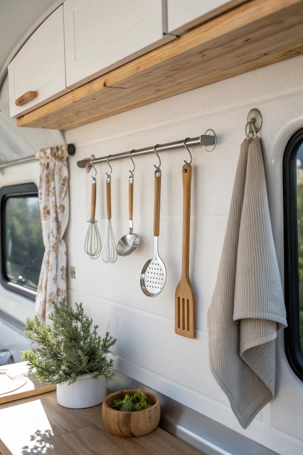 Elevate your campervan kitchen with a touch of minimalist elegance. 🌿✨