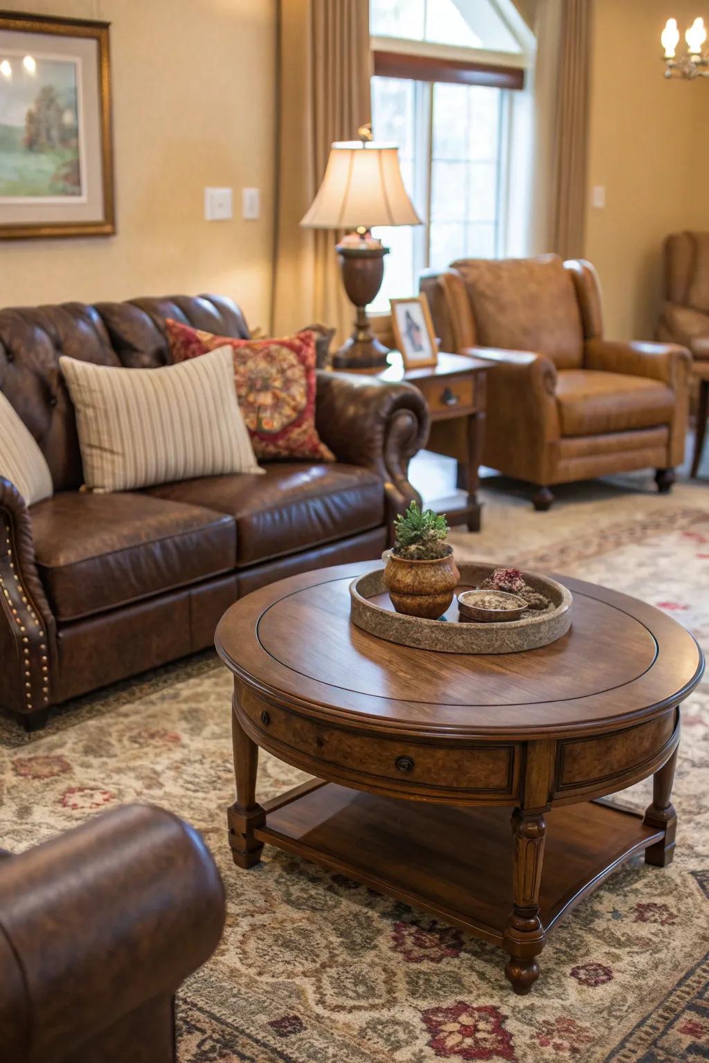 Circular tables encourage interaction and connection.