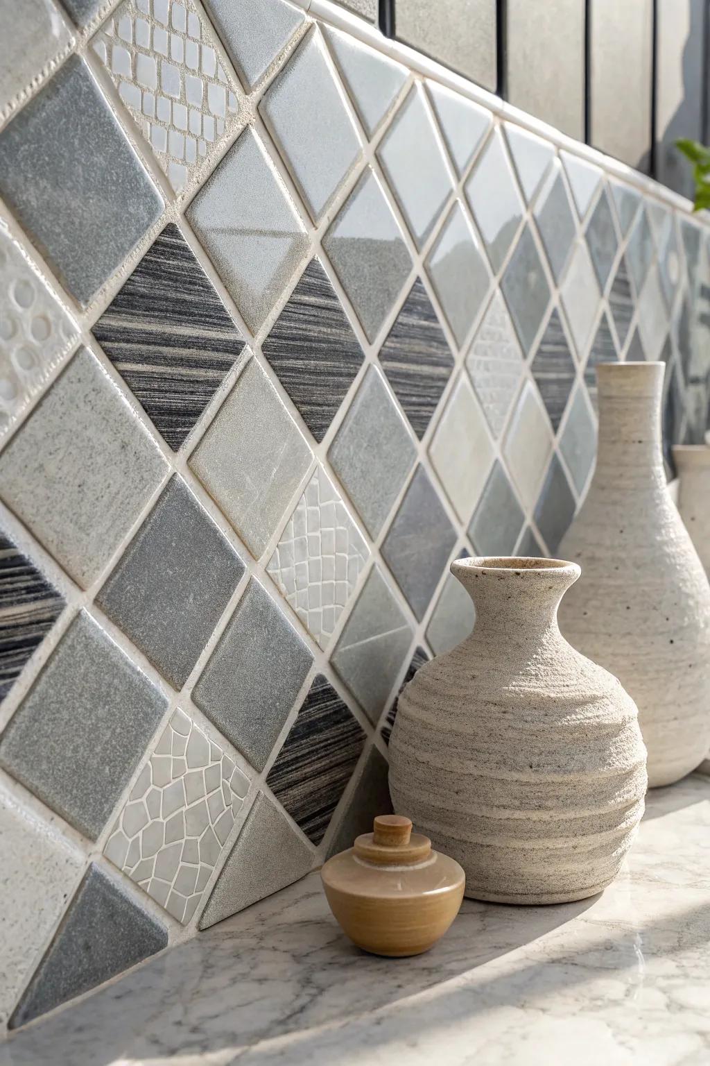 Discover the elegance of monochrome mosaics: a seamless blend of modern sophistication and artisanal charm.