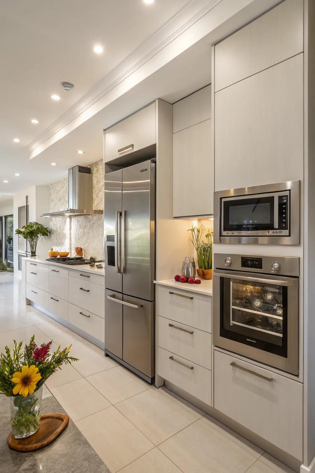 Modern appliances complement the streamlined look of a contemporary kitchen.