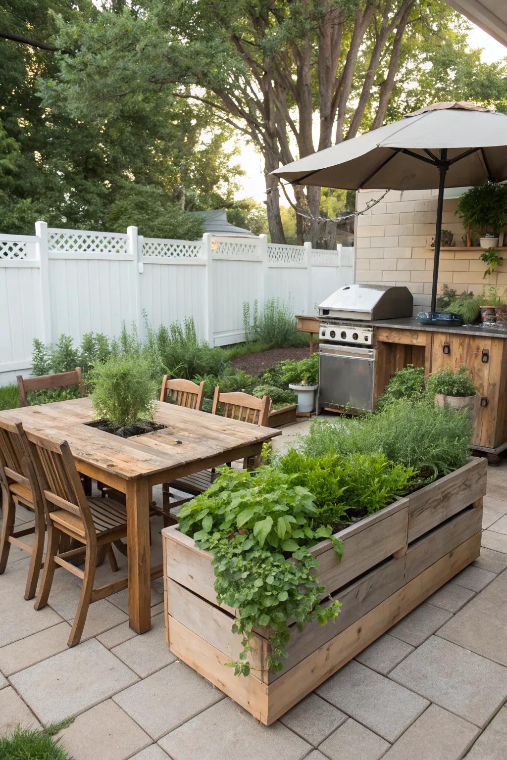 An outdoor kitchen turns dining into an outdoor experience.