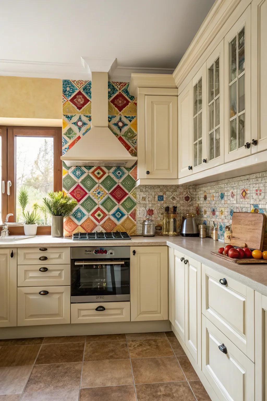 A bold backsplash adds personality and flair.