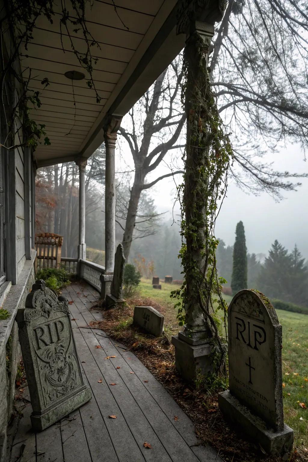 The burial ground comes to your doorstep with gravestones.