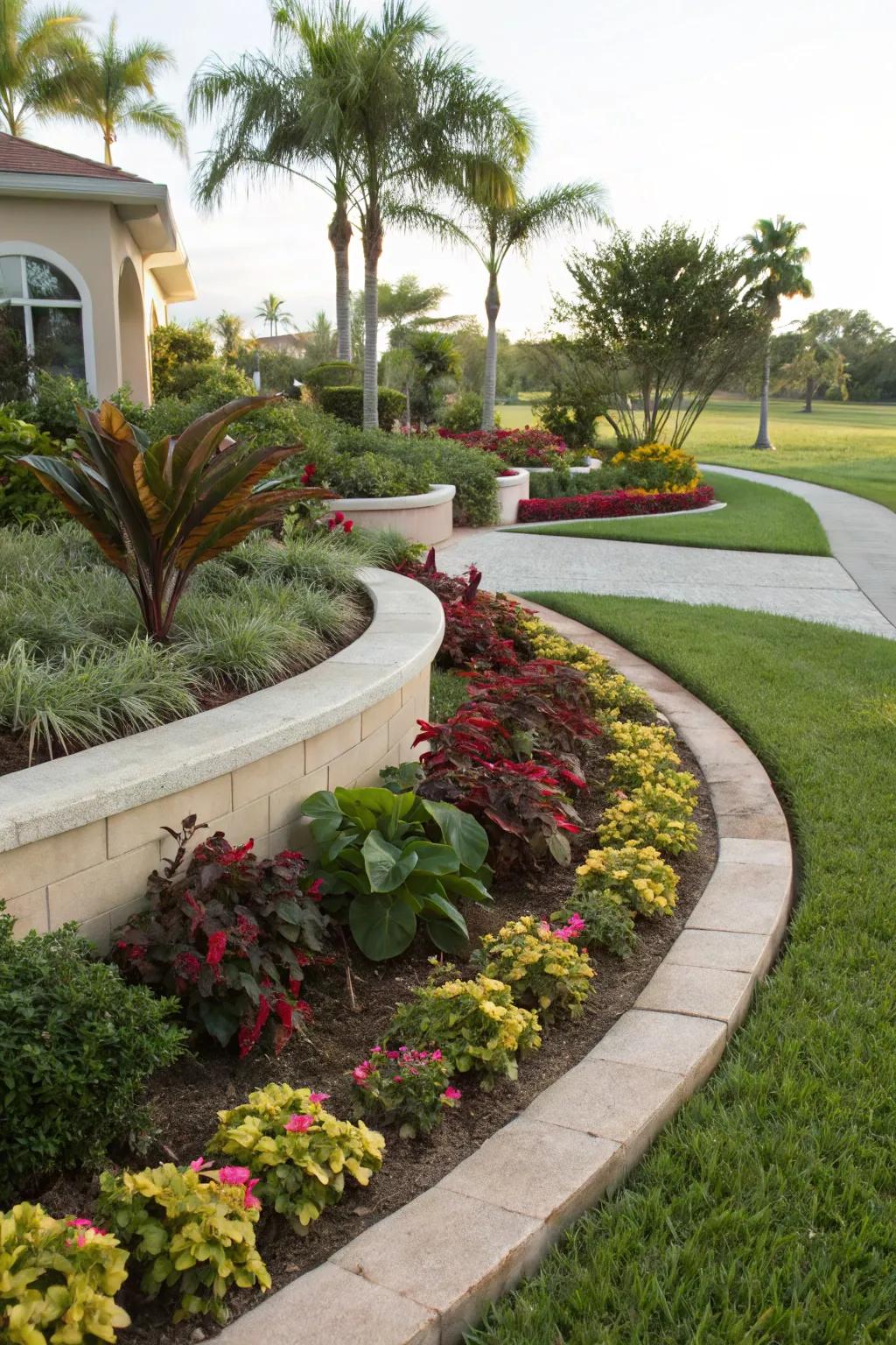 Arched planting sections deliver an organic and flowing landscape aesthetic.