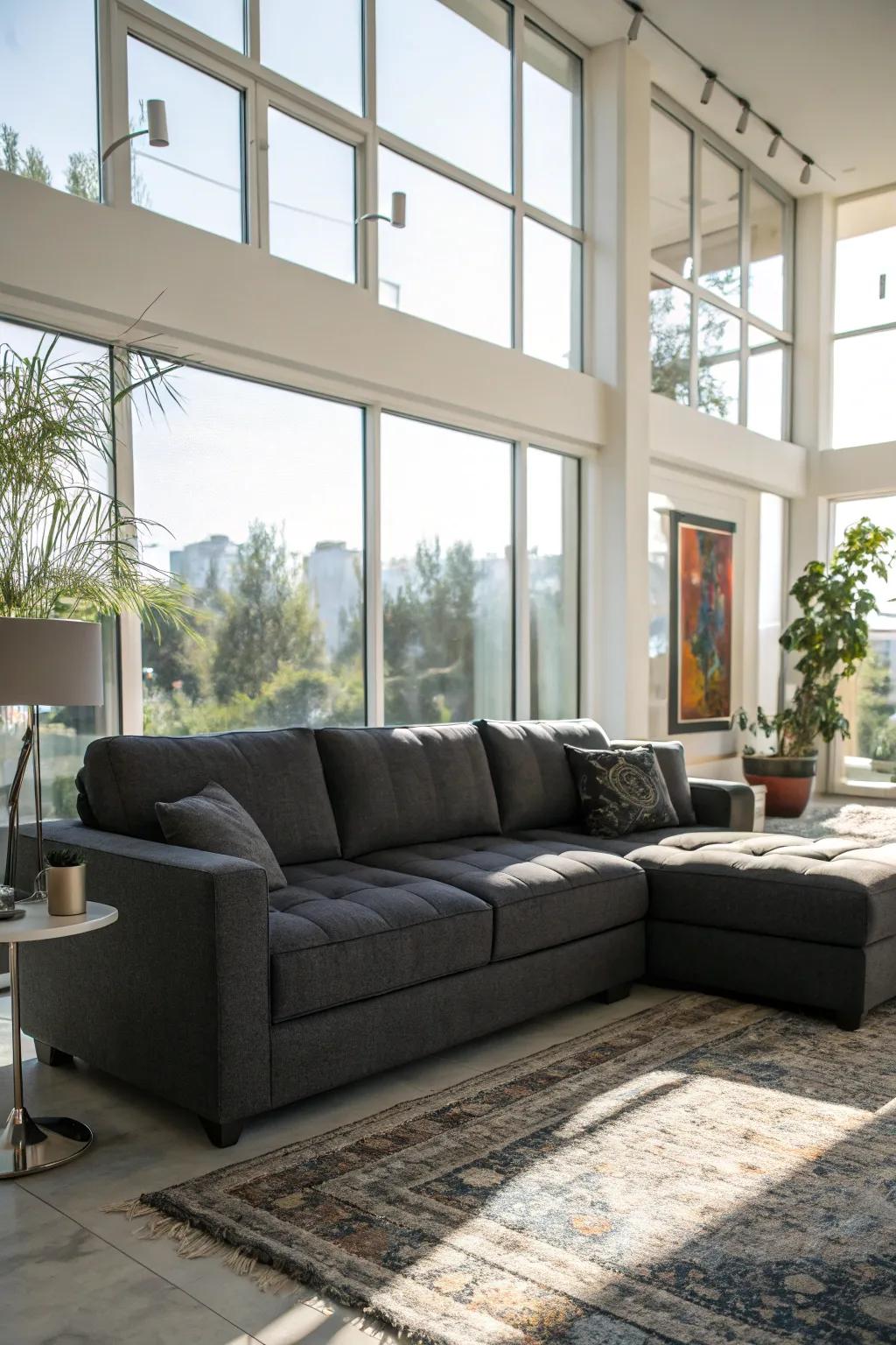 Sunlight enhances the beauty of your sectional.