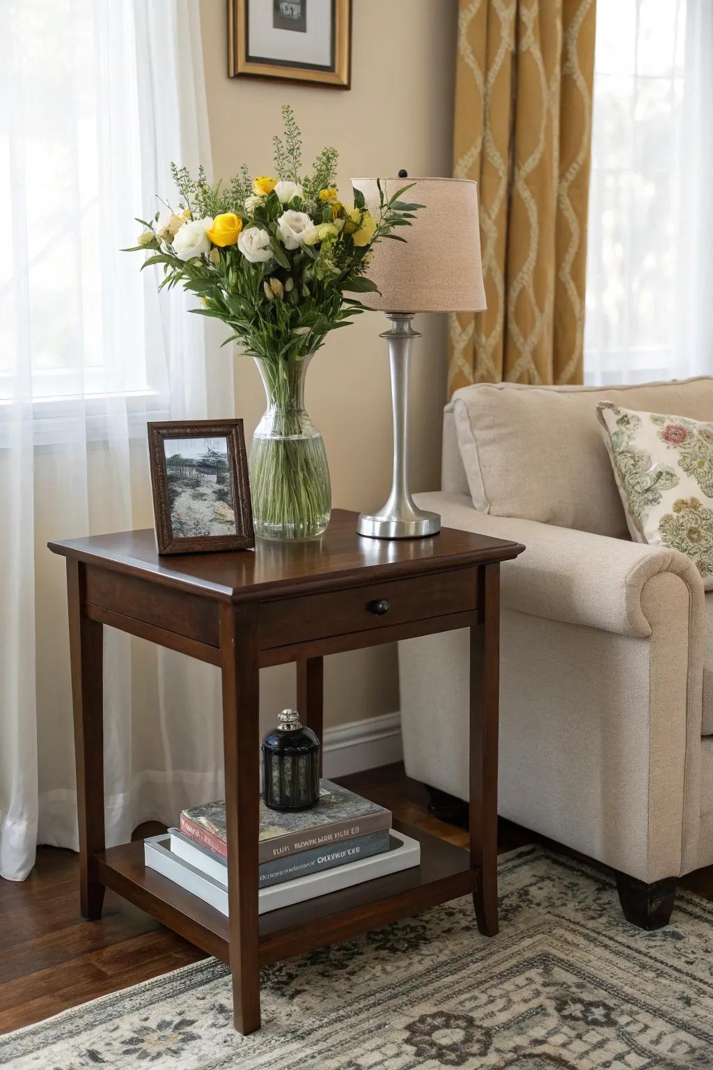 An attractive accent table finishes any setting.