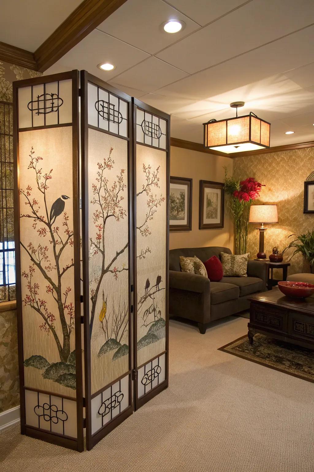 Rolling partitions enhance privacy and artistry.