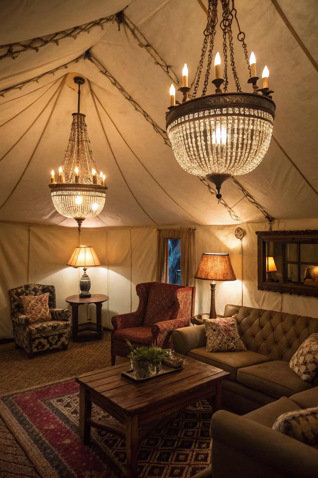 A den elevated by deliberate illumination.