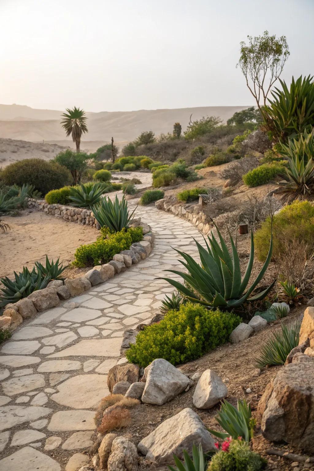 Stone pathways provide structure and a natural flow to your garden.