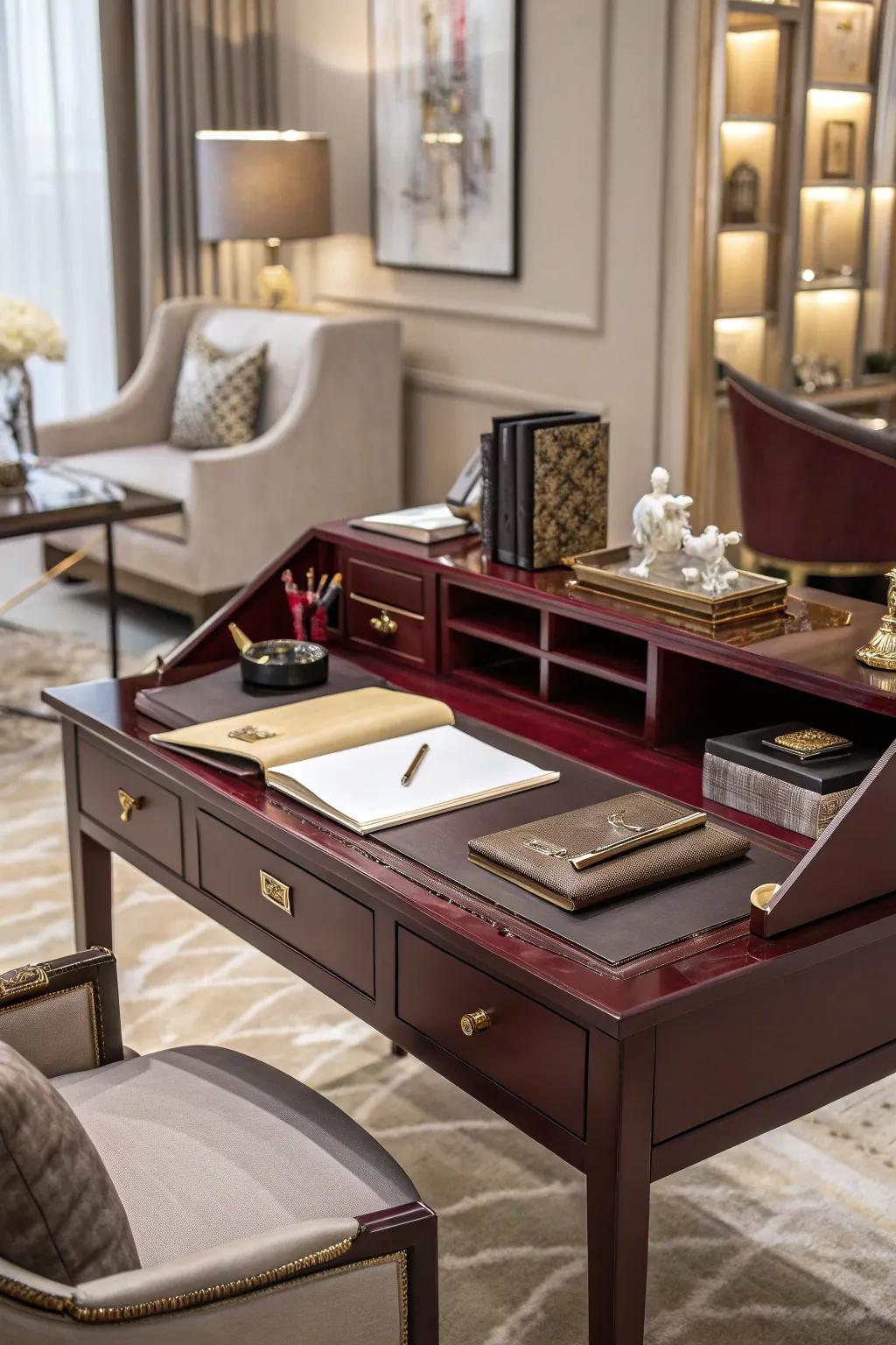 Ruby desks infuse your office with royal sophistication.