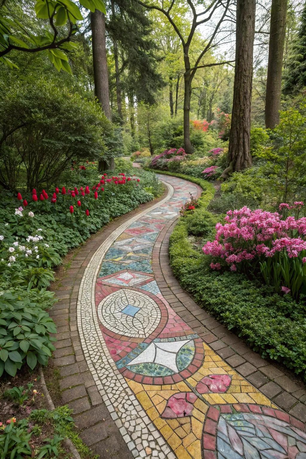 Mosaic paths add color and creativity to your garden walkways.
