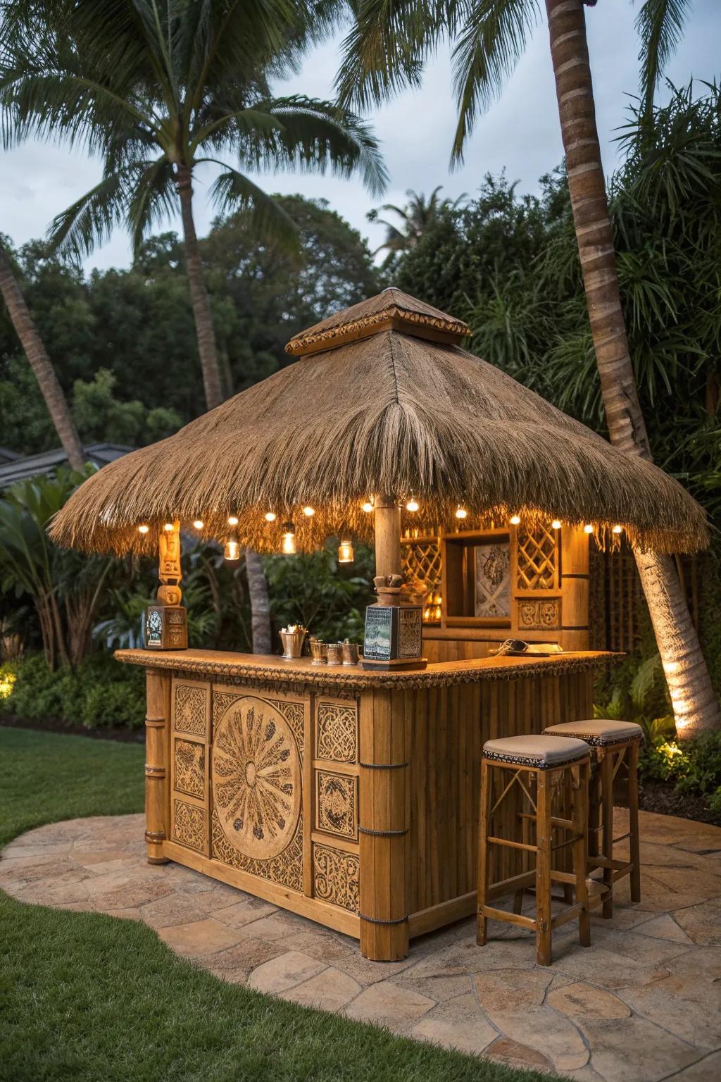 Craft Your Backyard Oasis with This Stunning Tiki Bar