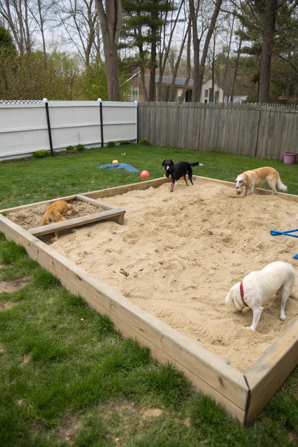 A sandbox helps your dog’s natural digging habits.