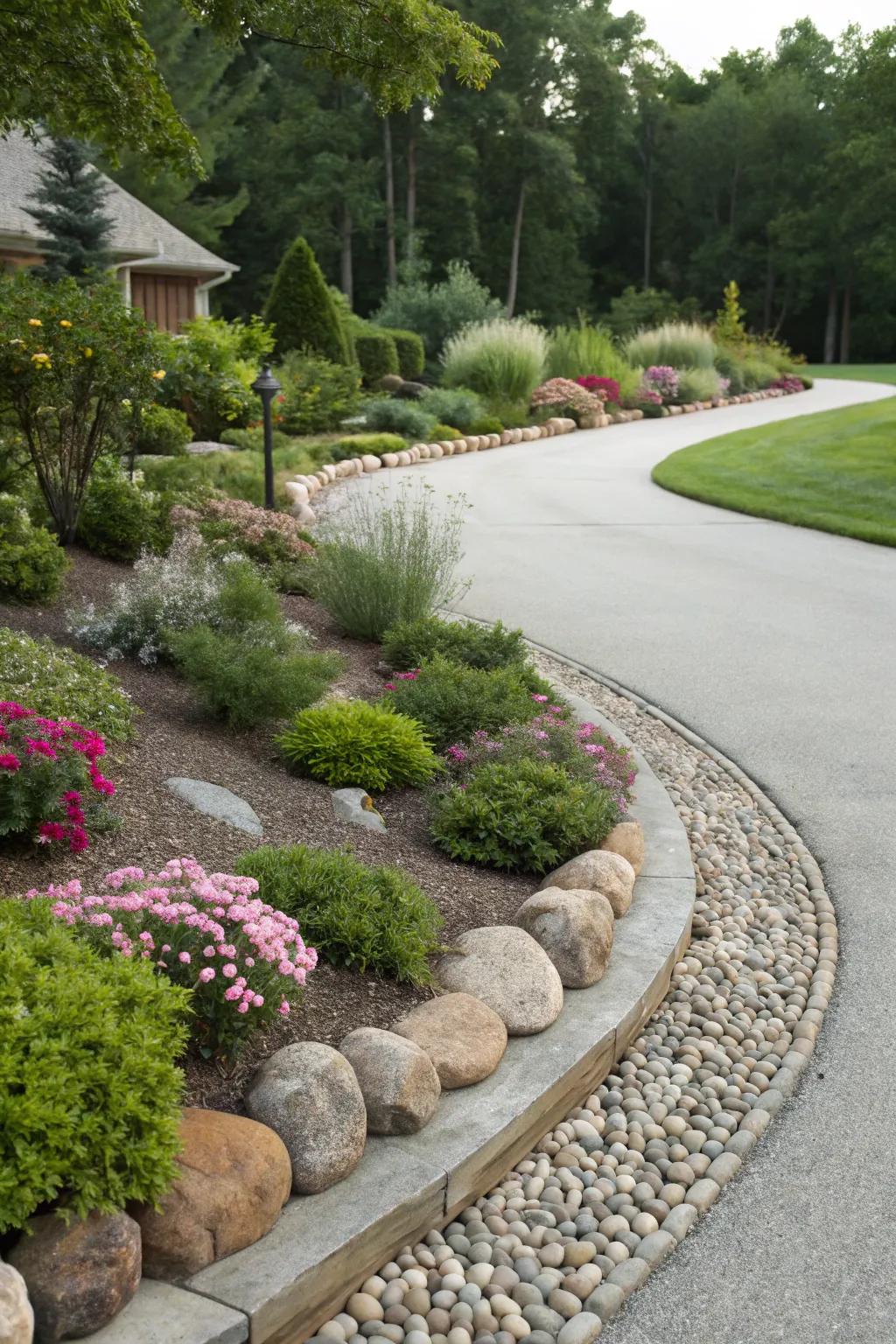 Integrating scenery with your driveway adds natural allure.