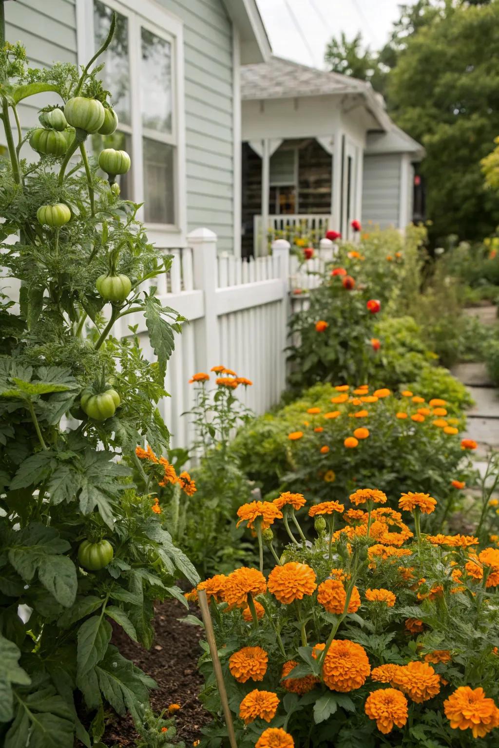 Mixed gardens combine beauty with natural pest control.