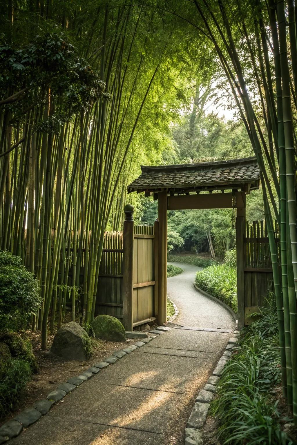 A serene and sustainable bamboo gate.