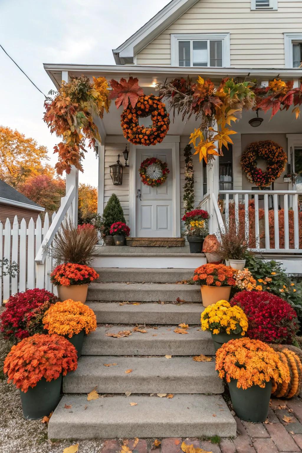 Create a welcoming front porch with seasonal decor.