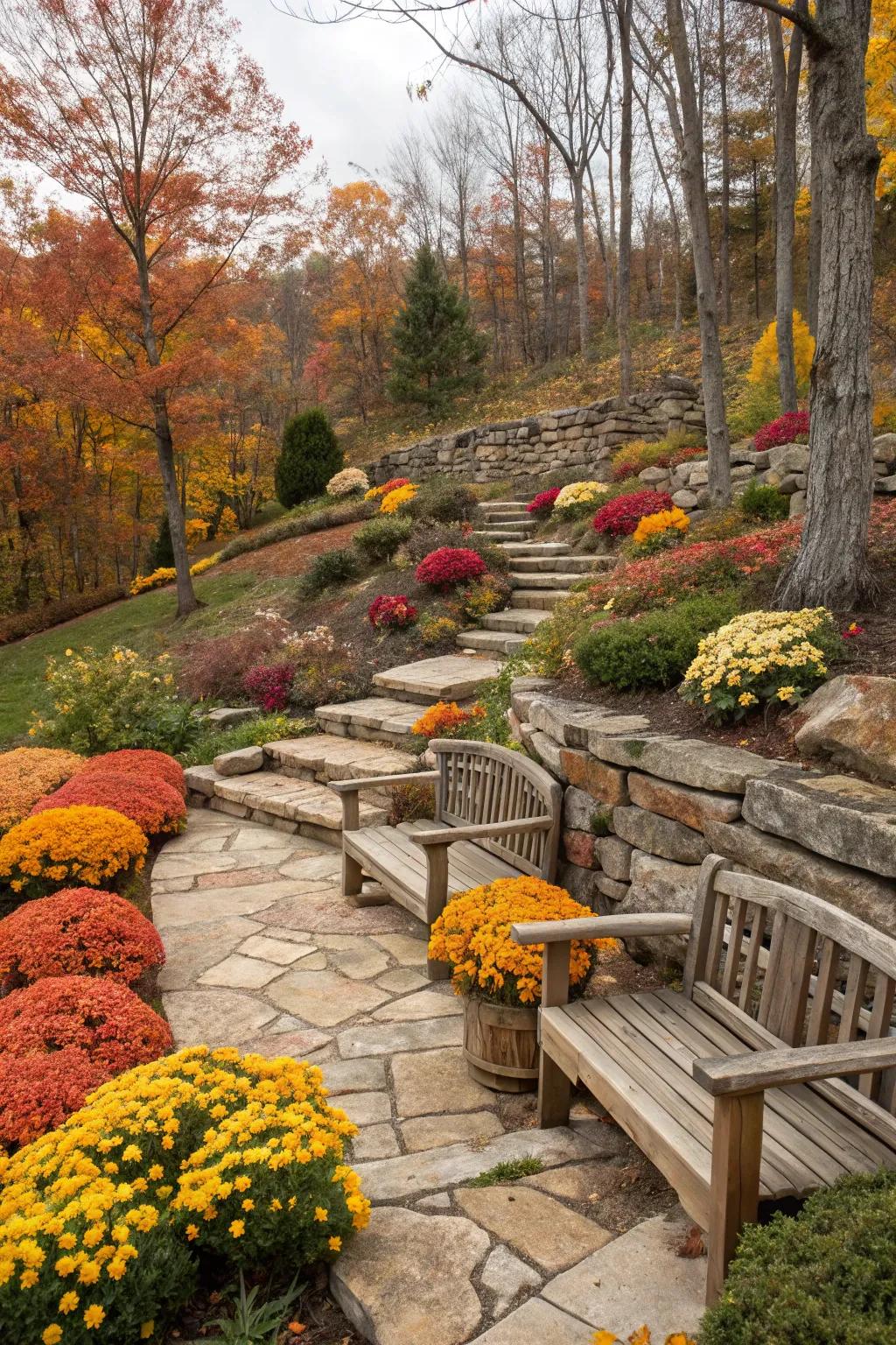 Natural textures add a rustic appeal to fall gardens.