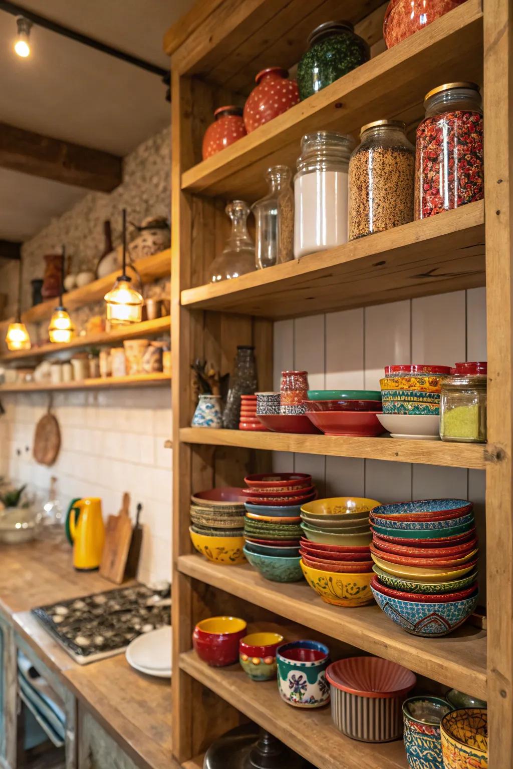 Stylish and practical: Open shelving that displays your kitchen essentials with flair.