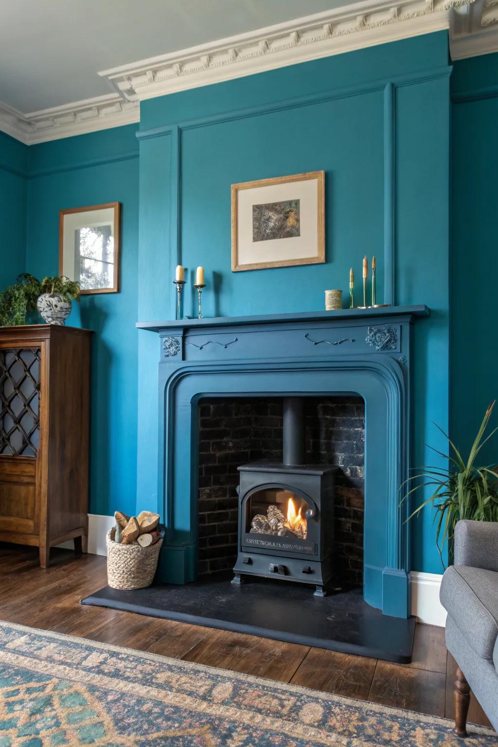 Accent walls create a striking contrast for your fireplace.