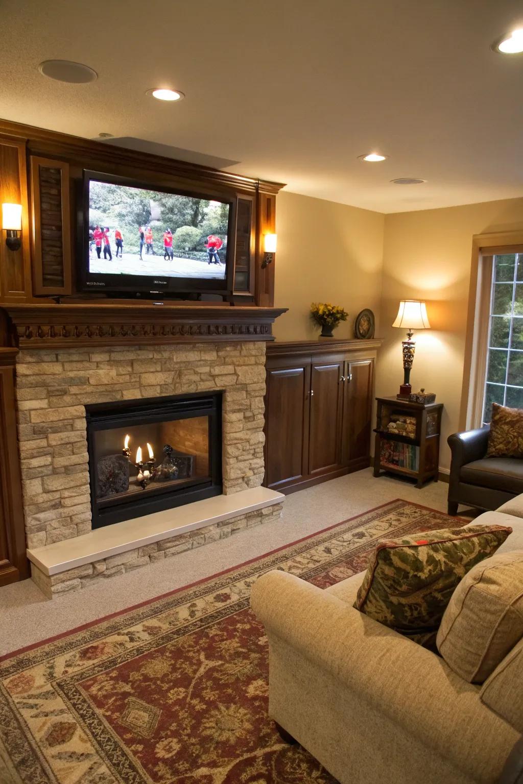 Integrate technology smoothly with your fireplace design.
